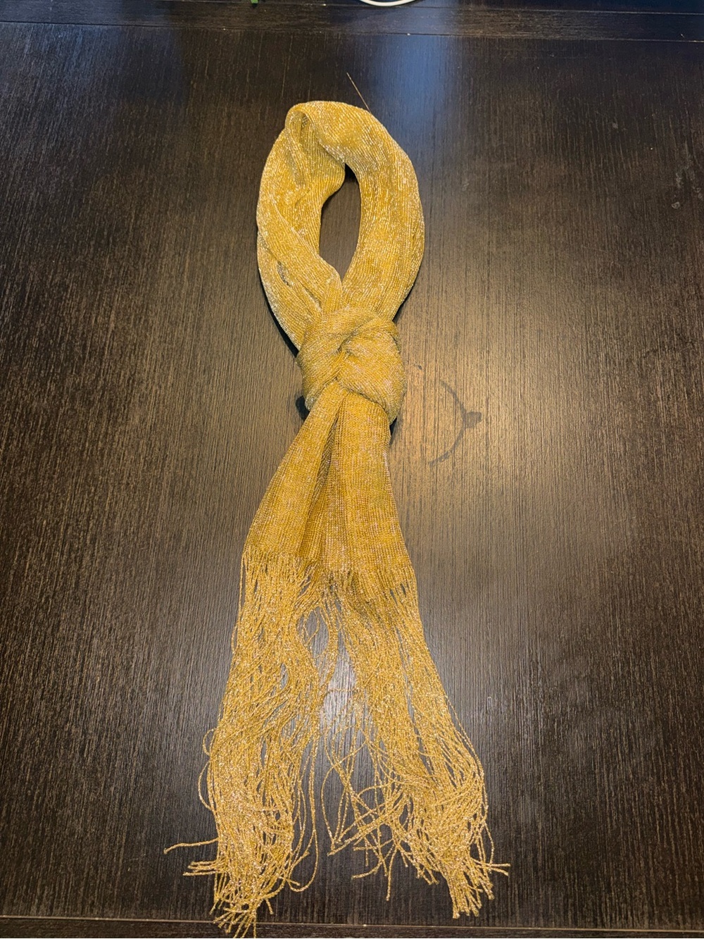 Women's Metallic Mustard Fringe Scarf - Unbranded